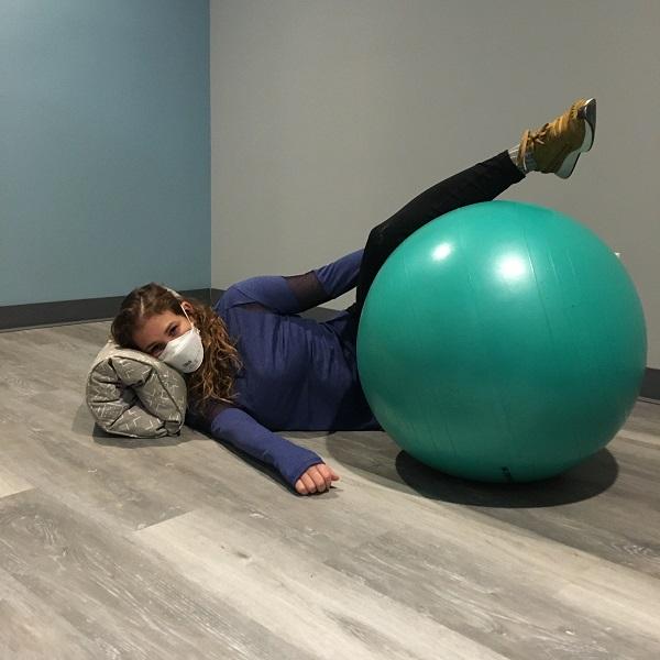 upright labor positions Lying on Side with Ball | Image Courtesy of Femina Staff 