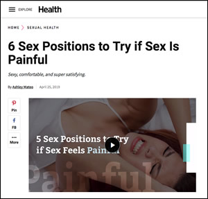 Heather Jeffcoat at Health.com | Best Positions for Painful Sex