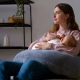 woman with newborn child