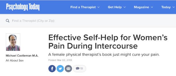 Psychology Today | Effective Self-Help for Women’s Pain During Intercourse
